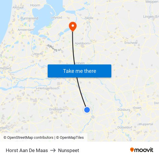 Horst Aan De Maas to Nunspeet map