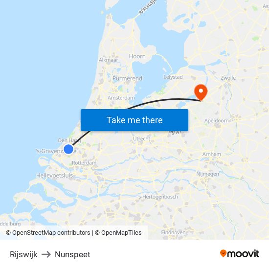 Rijswijk to Nunspeet map