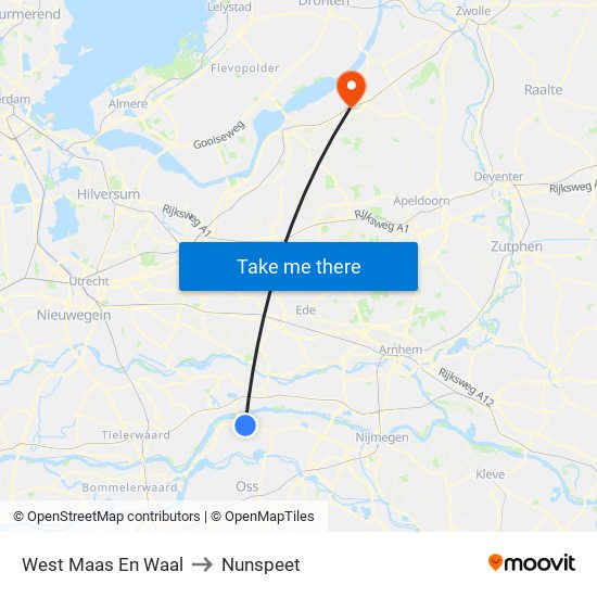 West Maas En Waal to Nunspeet map