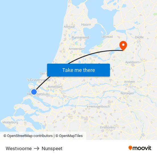 Westvoorne to Nunspeet map