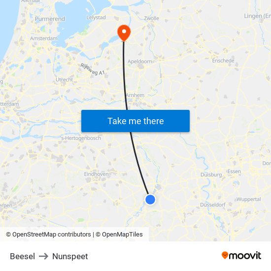 Beesel to Nunspeet map