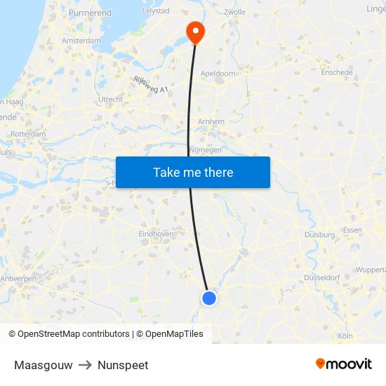 Maasgouw to Nunspeet map