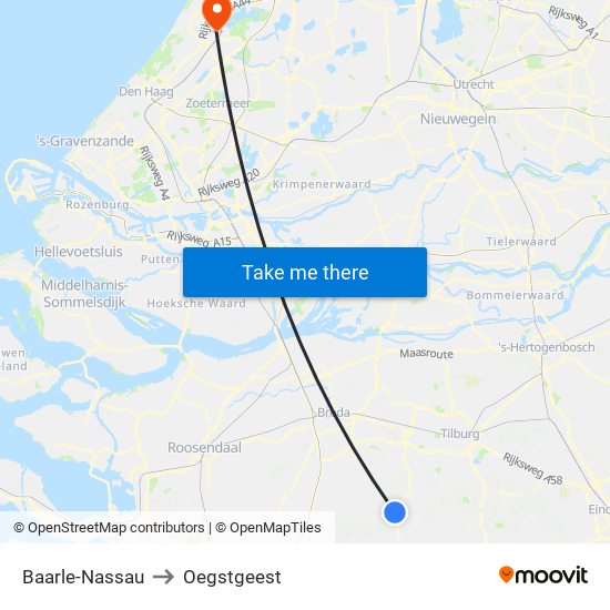 Baarle-Nassau to Oegstgeest map