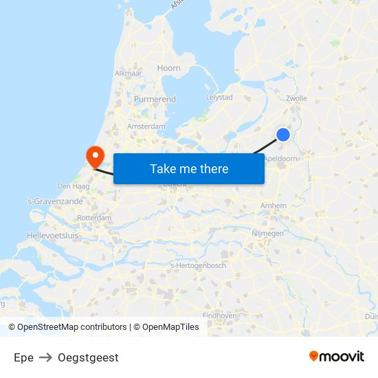Epe to Oegstgeest map