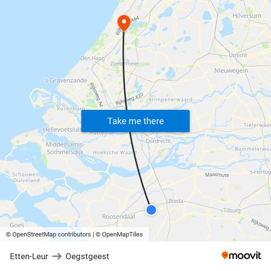 Etten-Leur to Oegstgeest map