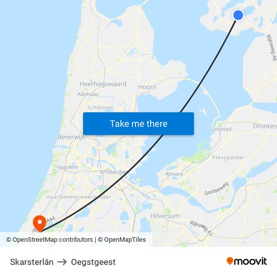 Skarsterlân to Oegstgeest map