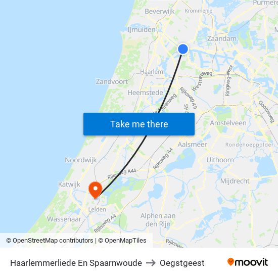 Haarlemmerliede En Spaarnwoude to Oegstgeest map