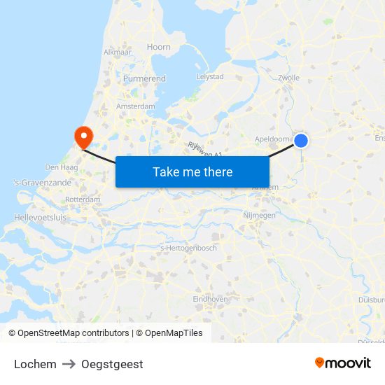 Lochem to Oegstgeest map