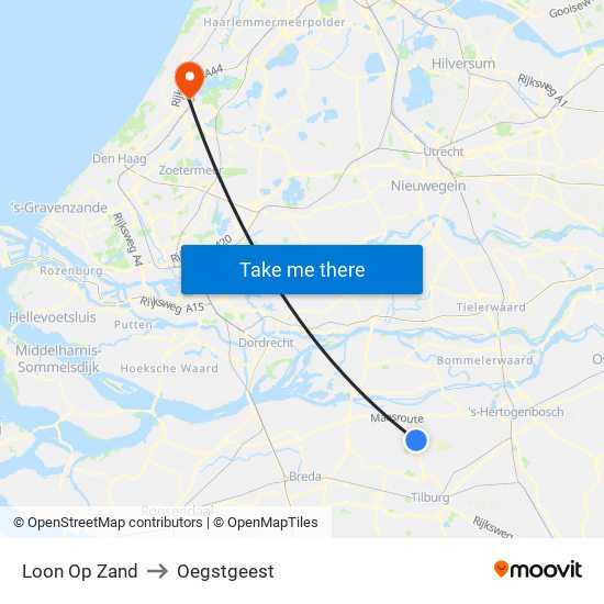 Loon Op Zand to Oegstgeest map