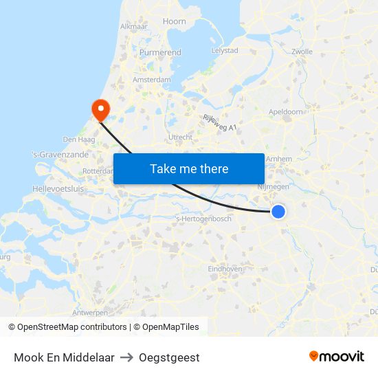 Mook En Middelaar to Oegstgeest map