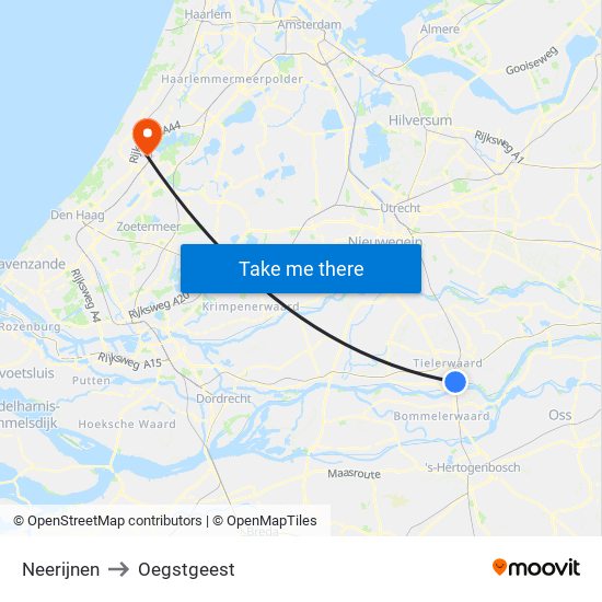 Neerijnen to Oegstgeest map