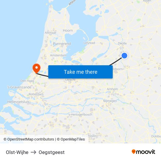Olst-Wijhe to Oegstgeest map