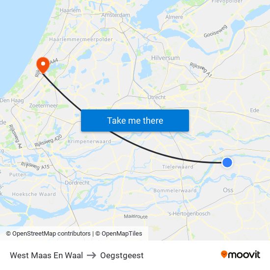West Maas En Waal to Oegstgeest map