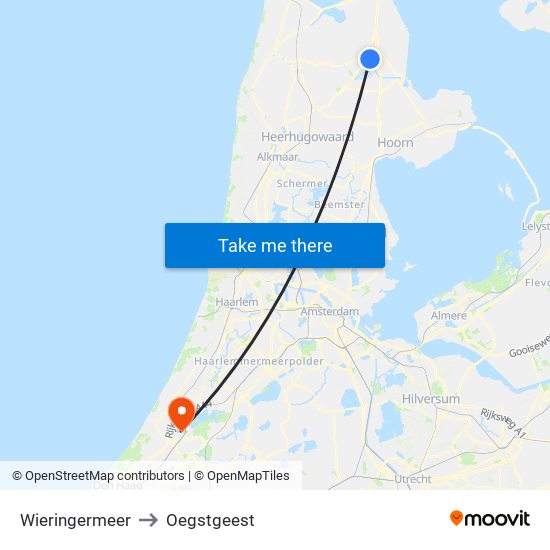 Wieringermeer to Oegstgeest map