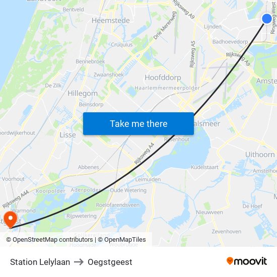 Station Lelylaan to Oegstgeest map