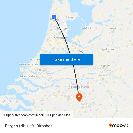 Bergen (Nh.) to Oirschot map