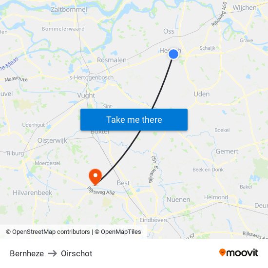 Bernheze to Oirschot map