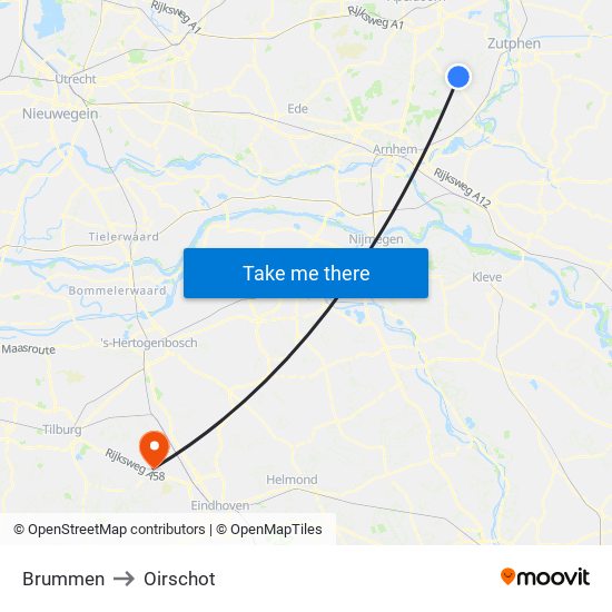 Brummen to Oirschot map