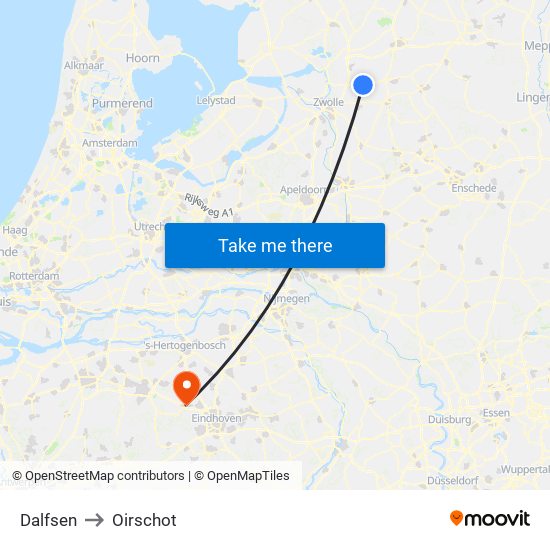 Dalfsen to Oirschot map