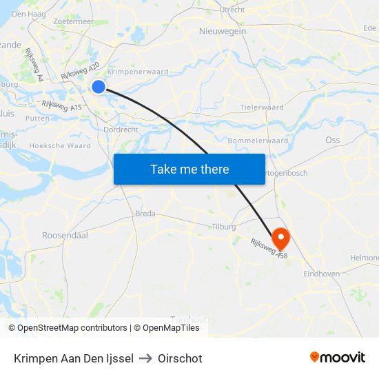 Krimpen Aan Den Ijssel to Oirschot map