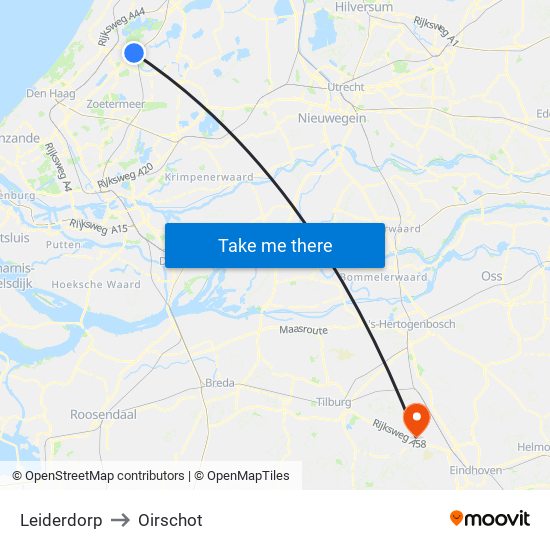 Leiderdorp to Oirschot map