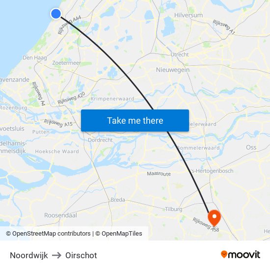 Noordwijk to Oirschot map