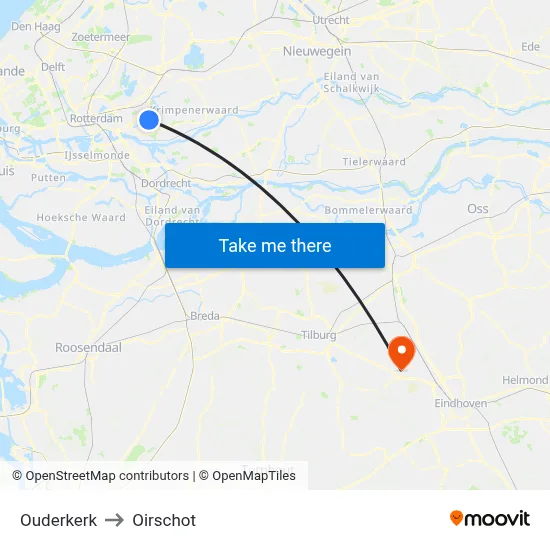 Ouderkerk to Oirschot map