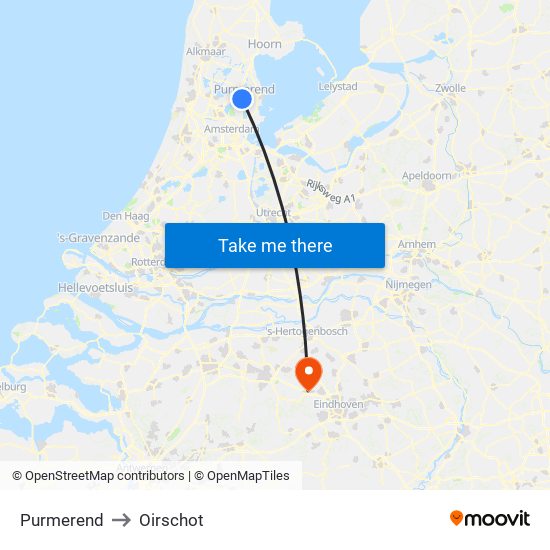 Purmerend to Oirschot map