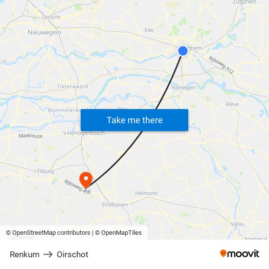 Renkum to Oirschot map