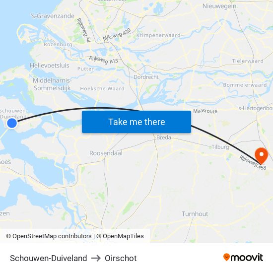 Schouwen-Duiveland to Oirschot map