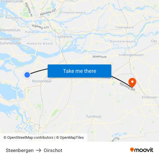 Steenbergen to Oirschot map