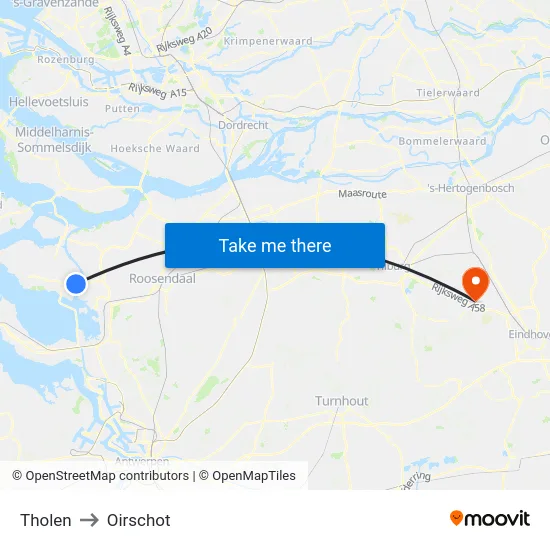 Tholen to Oirschot map