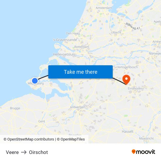 Veere to Oirschot map