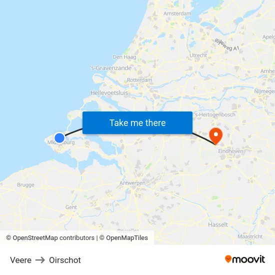 Veere to Oirschot map