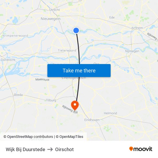 Wijk Bij Duurstede to Oirschot map