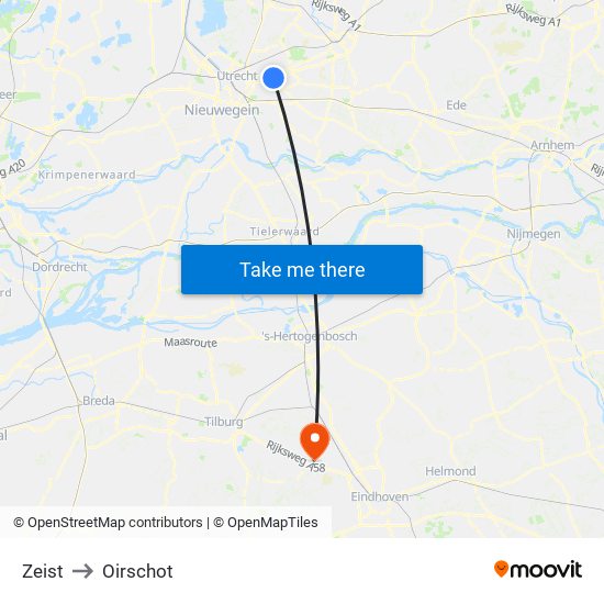 Zeist to Oirschot map