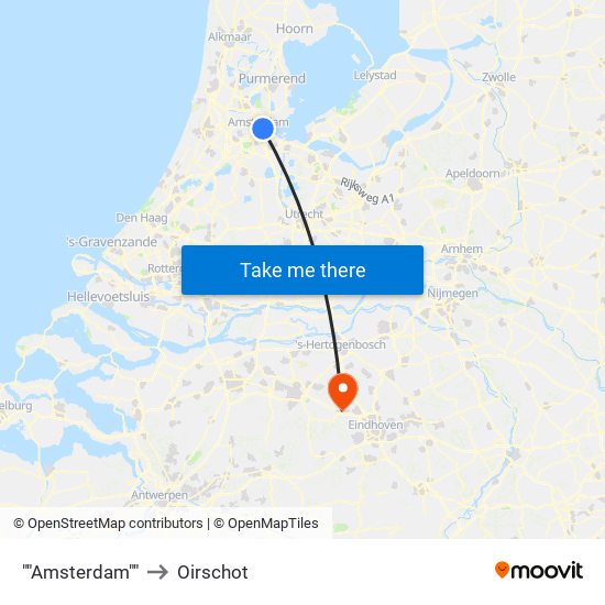 ""Amsterdam"" to Oirschot map