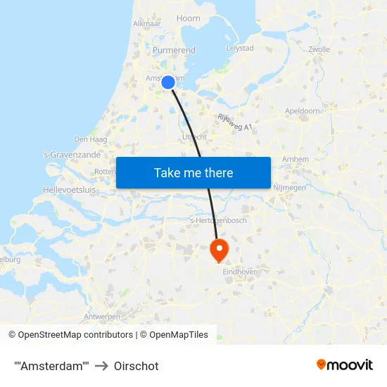 ""Amsterdam"" to Oirschot map