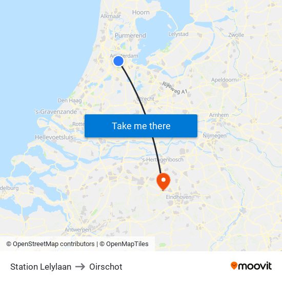 Station Lelylaan to Oirschot map