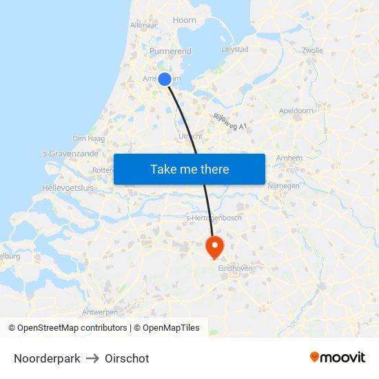 Noorderpark to Oirschot map