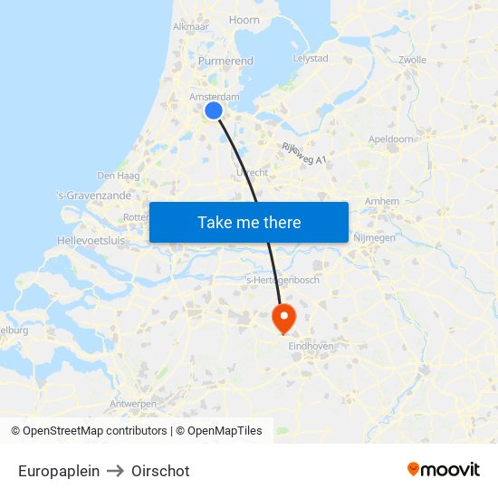 Europaplein to Oirschot map