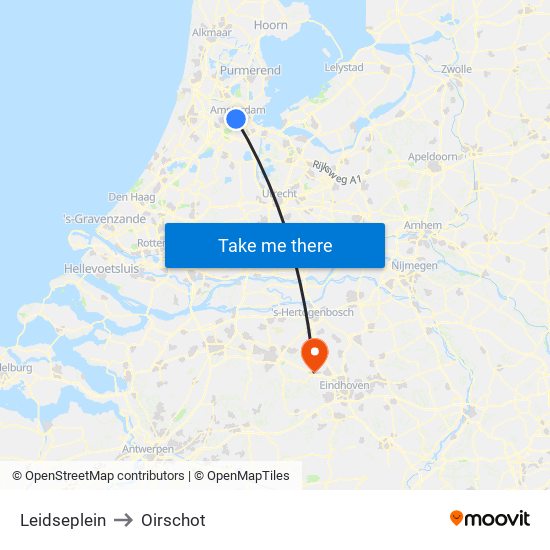 Leidseplein to Oirschot map