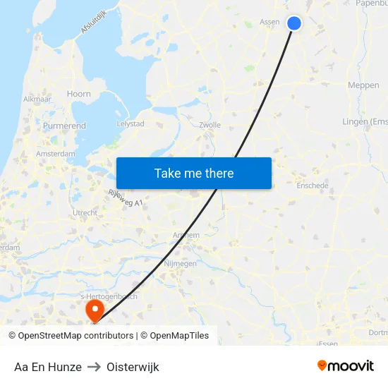Aa En Hunze to Oisterwijk map
