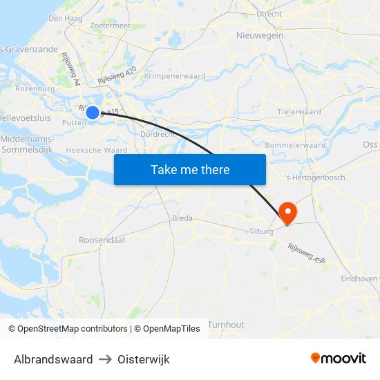 Albrandswaard to Oisterwijk map