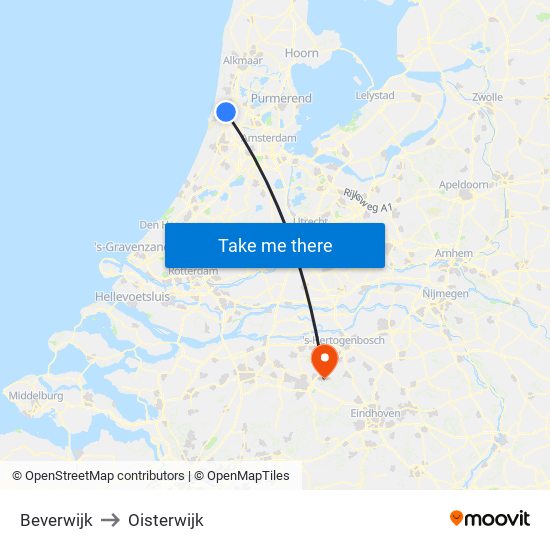 Beverwijk to Oisterwijk map
