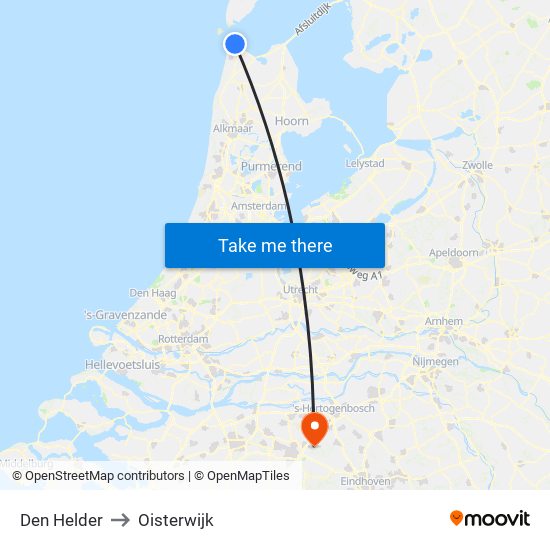 Den Helder to Oisterwijk map