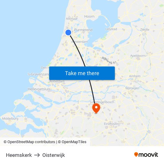 Heemskerk to Oisterwijk map
