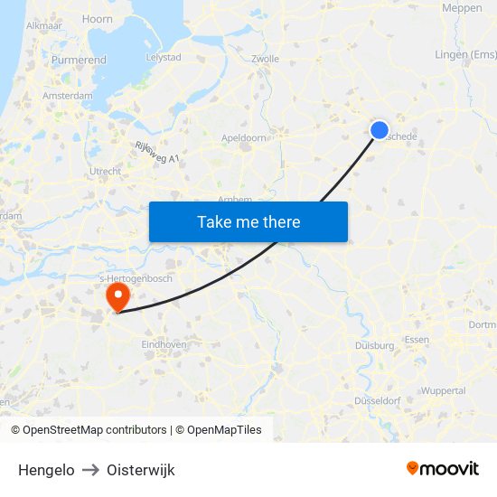 Hengelo to Oisterwijk map