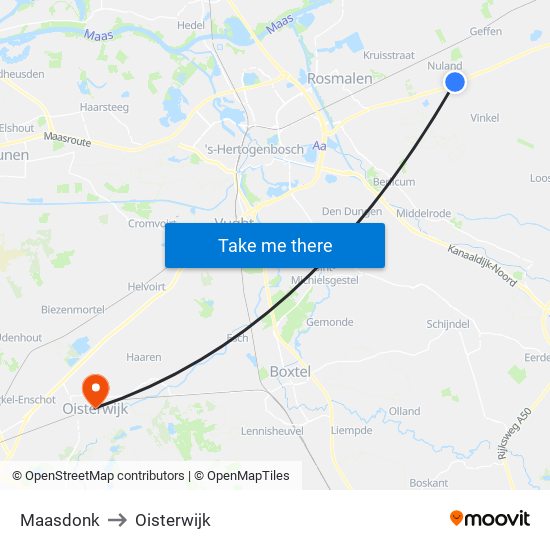 Maasdonk to Oisterwijk map