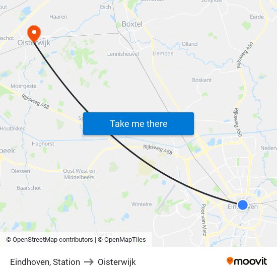 Eindhoven, Station to Oisterwijk map